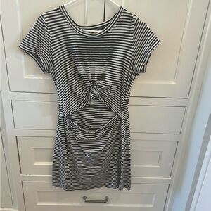 Abbeline Striped Knot Cut Out T-shirt Dress
